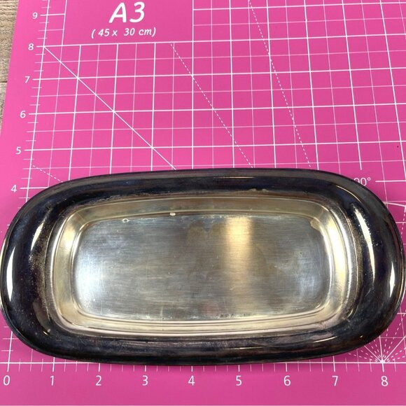 Wm Rogers Silver Plate MCM Covered Butter Dish Starburst Glass Insert Lid VTG - Picture 9 of 14